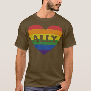 T-shirt Ally rainbow flag heart for LGBT gay and lesbian s