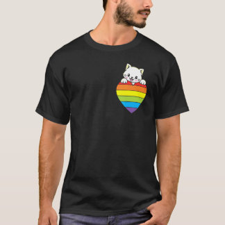 T-shirt Ally Rainbow Heart Cat LGBTQ Community Pride Gende