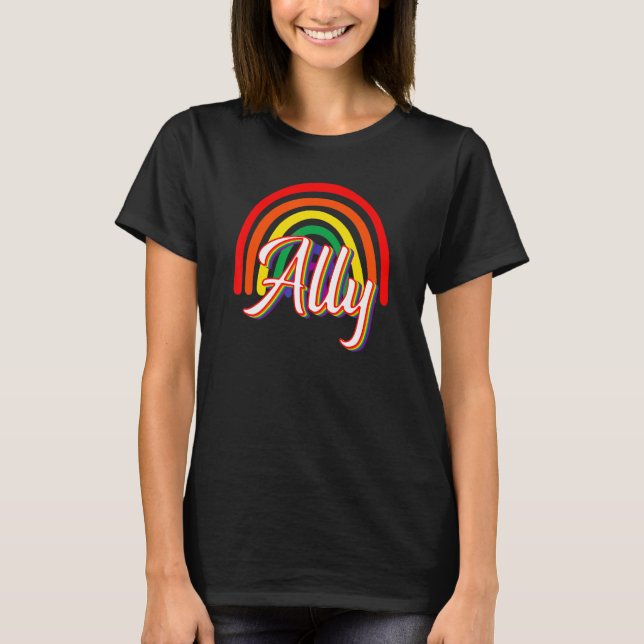 T-shirt Ally Rainbow LGBTQ Gay Equality Trans Lesbian Quee (Devant)