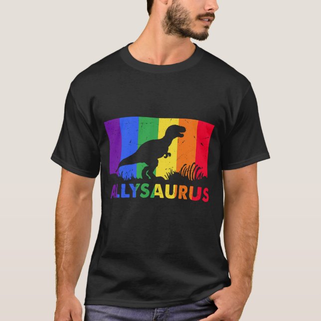 T-shirt Ally Saurus, Chemise Rainbow Pride, Fierté (Devant)
