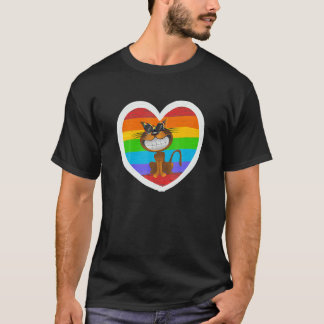T-shirt Allycat Lgb Chat Cœur Drapeau de Fierté Arc-en-cie