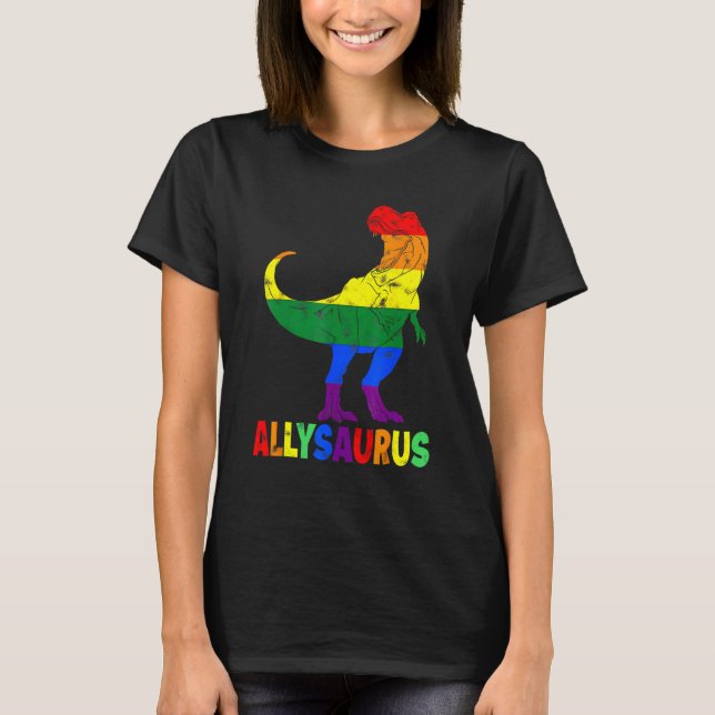 T-shirt Allysaurus LGB  Dinosaur Rainbow Flag Ally LGBT Pr (Devant)