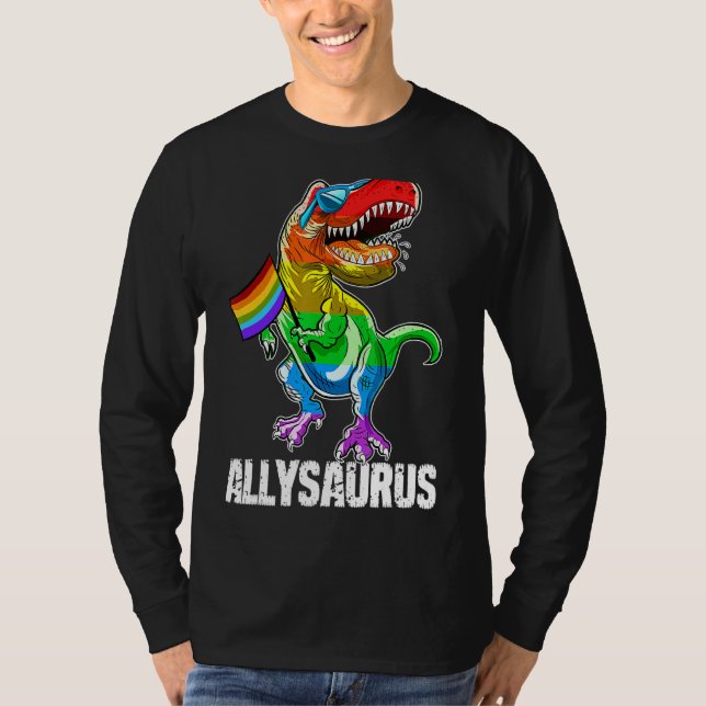 T-shirt Allysaurus Lgbt Dinosaur Rainbow Pride Drapeau Gay (Devant)