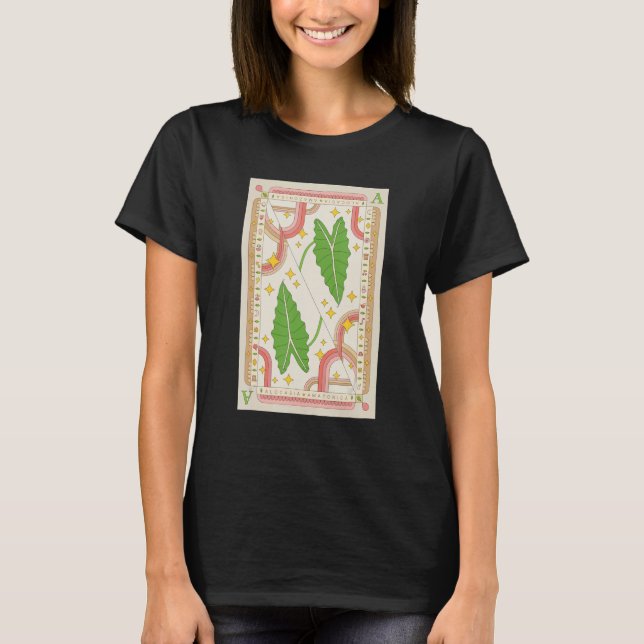 T-shirt Alocasia Polly Houseplant Illustration Playing Car (Devant)