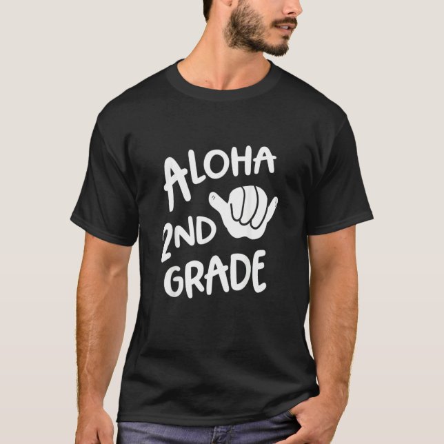 T-shirt Aloha 2e année Retour à l'école Hawaii Shaka Cool  (Devant)