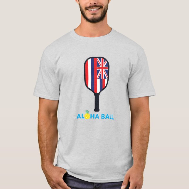 T-shirt Aloha Ball Hawaii Drapeau Pickleball Base (Devant)