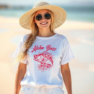 T-shirt Aloha Basse Pêcheur Style-Cherry Rouge