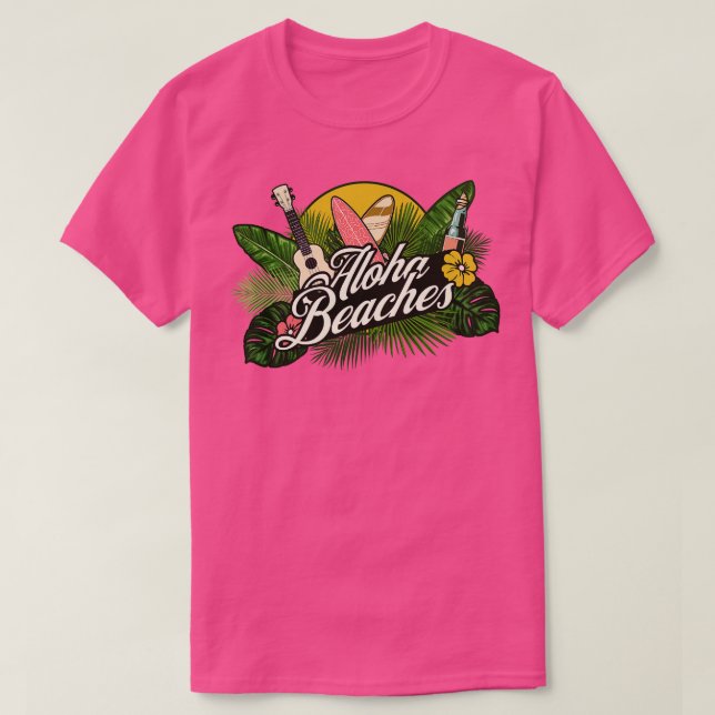 T-shirt Aloha Beach Hawaiian Hawaii Tropical Plantes flux (Design devant)