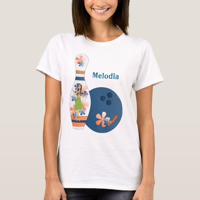 T-shirt Aloha Bowling Design (Devant)