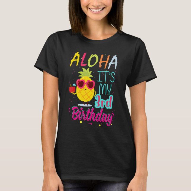 T-shirt Aloha C'est mon 3e anniversaire Hawaiian 3 ans Tod (Devant)