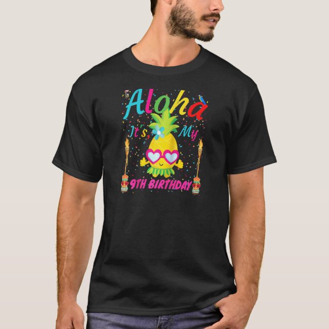 T-shirt Aloha C'est mon 9e anniversaire Hawaii 9 ans fille (Devant)