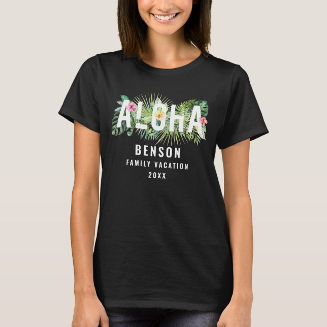 T-shirt Aloha coutume tropicale de vacances de famille de (Devant)