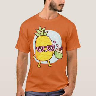 T-shirt Aloha Cute Ananas Avec Lunettes De Soleil Et Coco