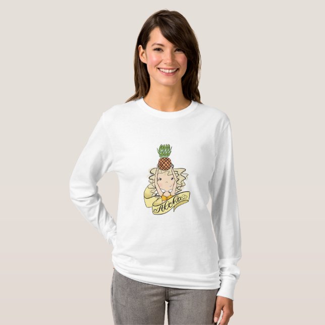 T-shirt Aloha fille avec l'ananas (Devant entier)