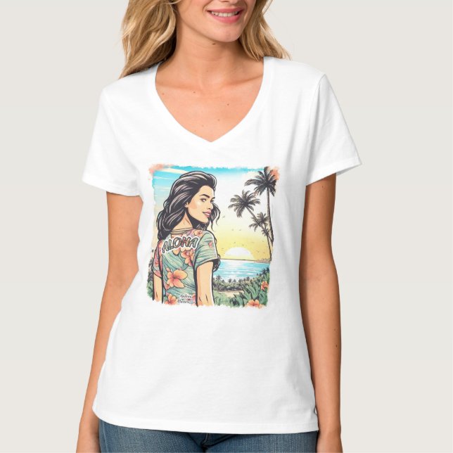 T-shirt Aloha Girl (Devant)
