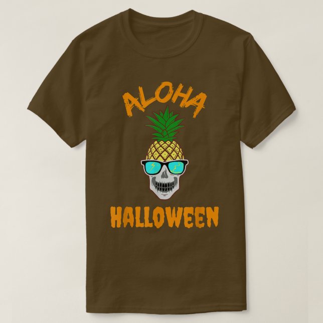 T-shirt Aloha Halloween Cool Ananas Squelette avec Sunglas (Design devant)