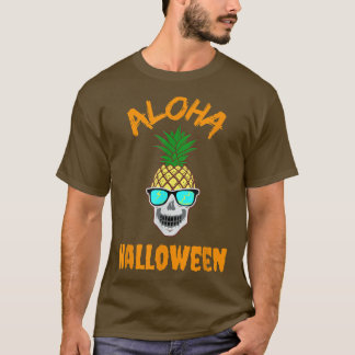 T-shirt Aloha Halloween Cool Ananas Squelette avec Sunglas