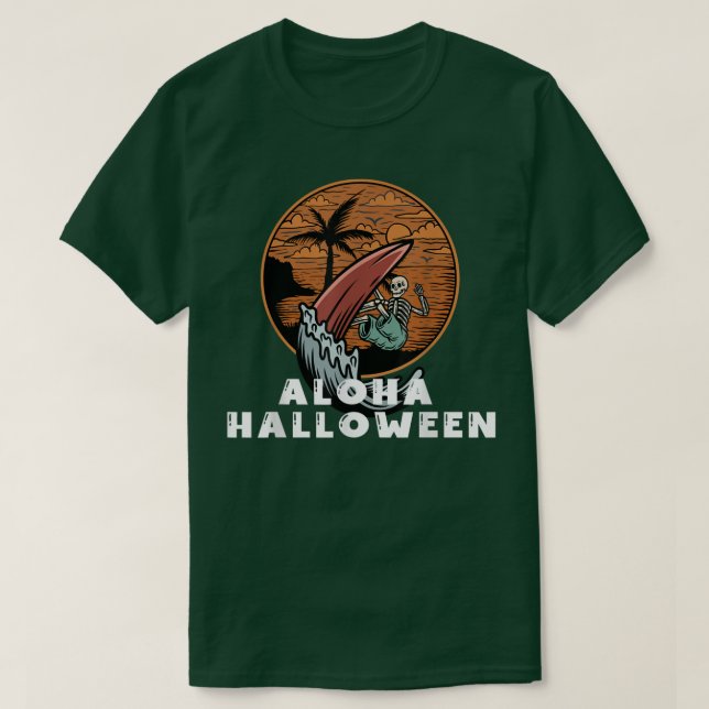 T-shirt Aloha Halloween Squelette surf Hallowee hawaïenne (Design devant)