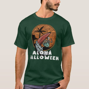 T-shirt Aloha Halloween Squelette surf Hallowee hawaïenne