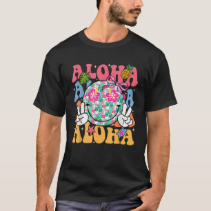 T-shirt Aloha Hawaïen Visage Sourire Mignon Shaka Hibiscus