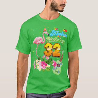 T-shirt Aloha Hawaii 32e anniversaire 32 ans Flamant rose 