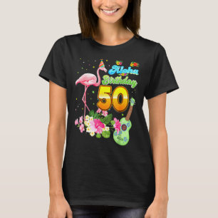 T-shirt Aloha Hawaii 50e anniversaire 50 ans Flamant rose