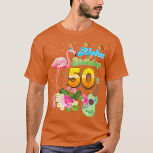 T-shirt Aloha Hawaii 50e anniversaire 50 ans Flamant rose 