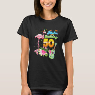 T-shirt Aloha Hawaii 50e anniversaire 50 ans Flamant rose