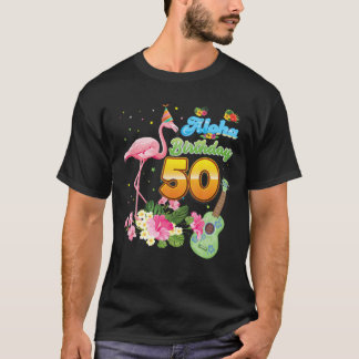 T-shirt Aloha Hawaii 50E Anniversaire 50 Ans Flamant rose 