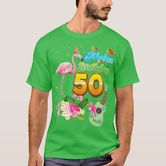 T-shirt Aloha Hawaii 50e anniversaire 50 ans Flamant rose 