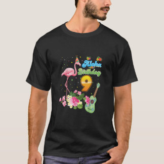 T-shirt Aloha Hawaii 9e anniversaire Haw Flamant rose âgé