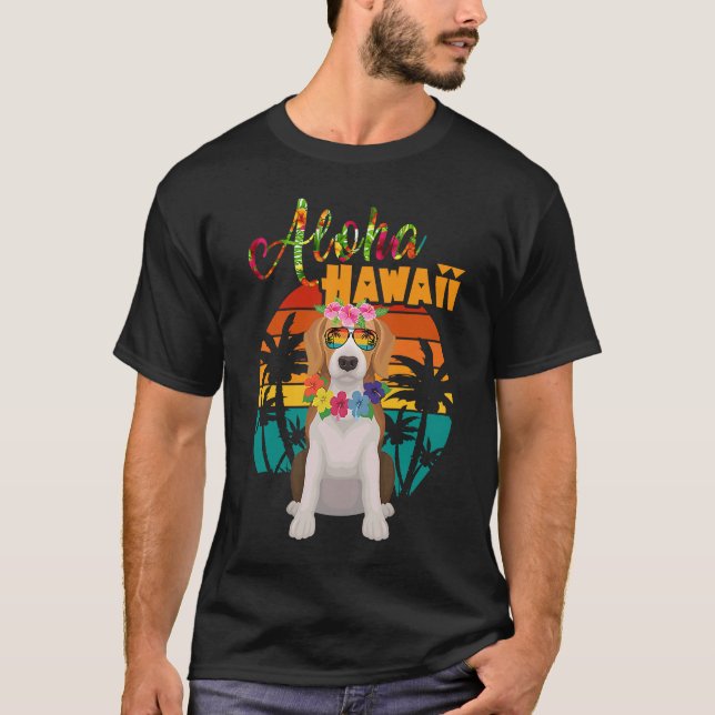T-shirt Aloha Hawaii Beagles Chien  Lunettes de soleil été (Devant)
