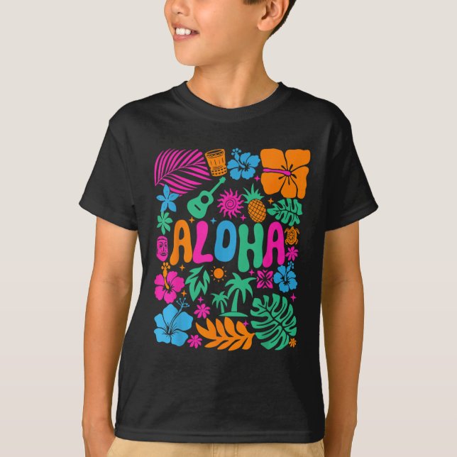 T-shirt Aloha Hawaii Boho Rétro Shaka Hibiscus Vacances Tr (Devant)