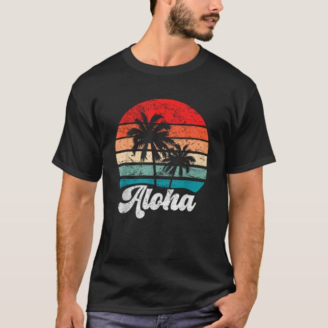 T-shirt Aloha Hawaii Hawaii île Hawaii Palm Tree Beach Ret (Devant)