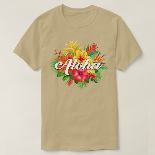 T-shirt Aloha Hawaii Hawaii île Hawaiian Plage Floral Vaca (Design devant)