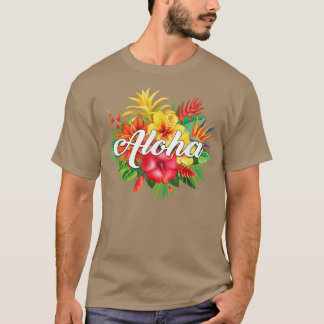 T-shirt Aloha Hawaii Hawaii île Hawaiian Plage Floral Vaca