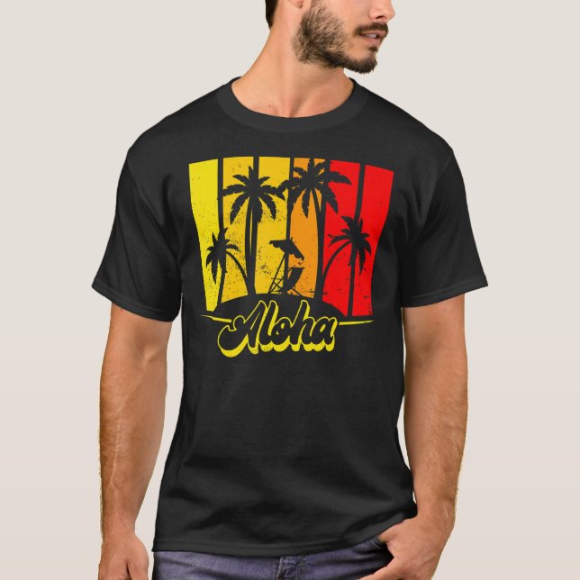 T-shirt Aloha Hawaii Hawaii île Palm Trees Plage Va (Devant)
