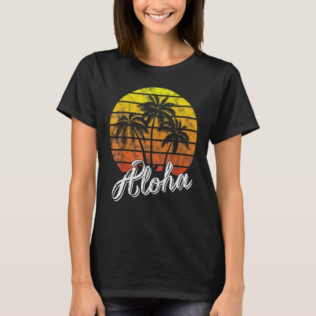 T-shirt Aloha Hawaii Hawaiian Beach Summer Vacation Sunset (Devant)