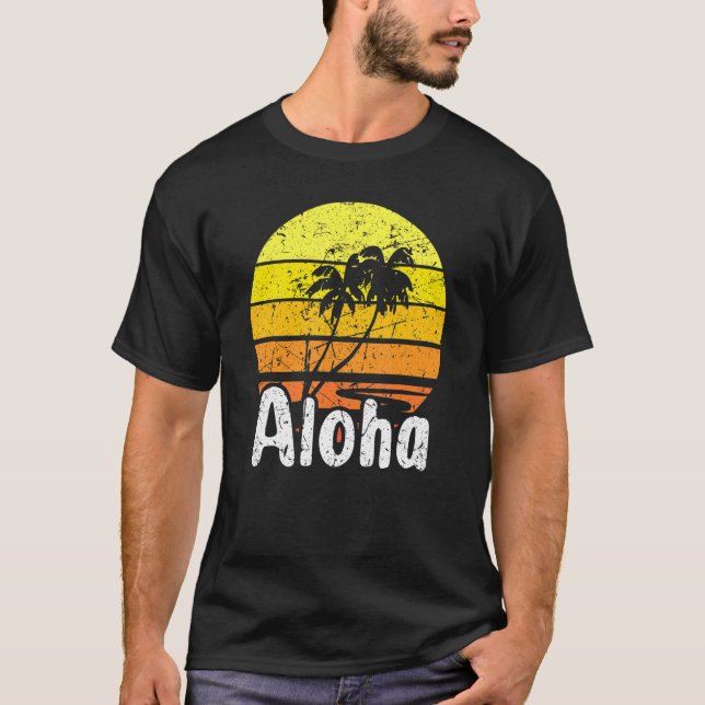 T-shirt Aloha Hawaii Surf Retro Sunset 2 (Devant)