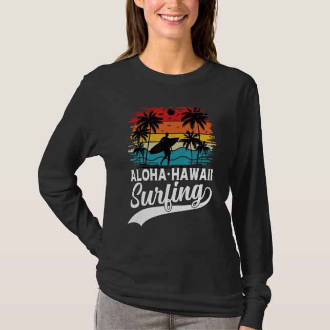 T-shirt Aloha Hawaii Surfing Summer Vacation Beach Wave Su (Devant)