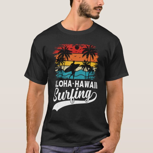 T-shirt Aloha Hawaii Surfing Summer Vacation Beach Wave Su (Devant)