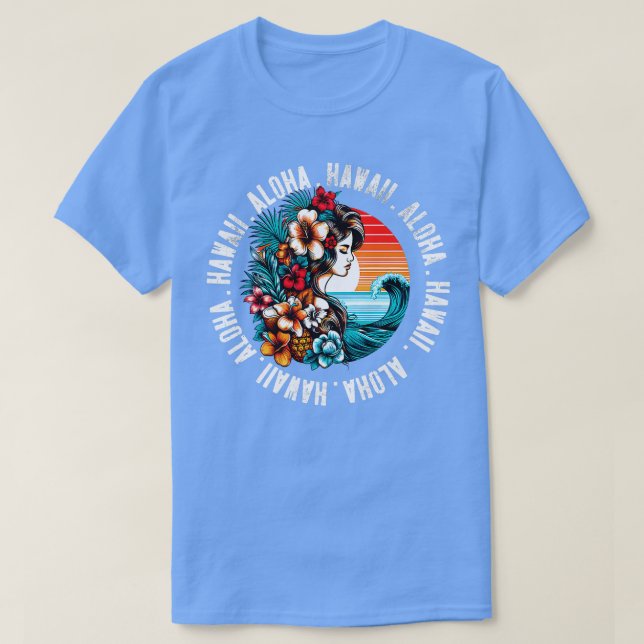 T-shirt Aloha Hawaii Tropical Hawaiian Retro Palm Tree Sun (Design devant)
