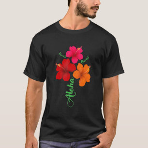 T-shirt Aloha Hawaii Vacances Mignonnes Avec Fleurs Hawaii