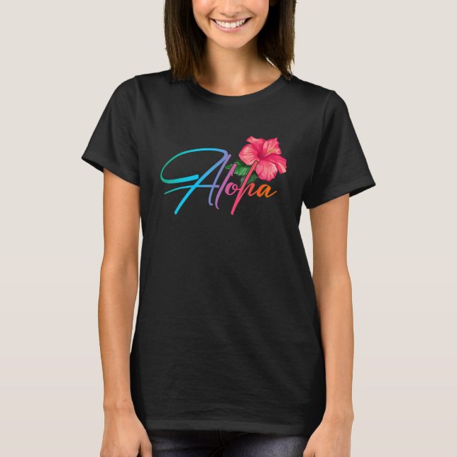 T-shirt Aloha Hawaiian Hibiscus Fleurs Hawaii Beach Luau (Devant)