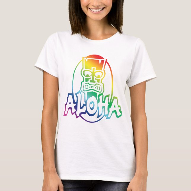 T-shirt Aloha Hawaiian Rainbow (Devant)