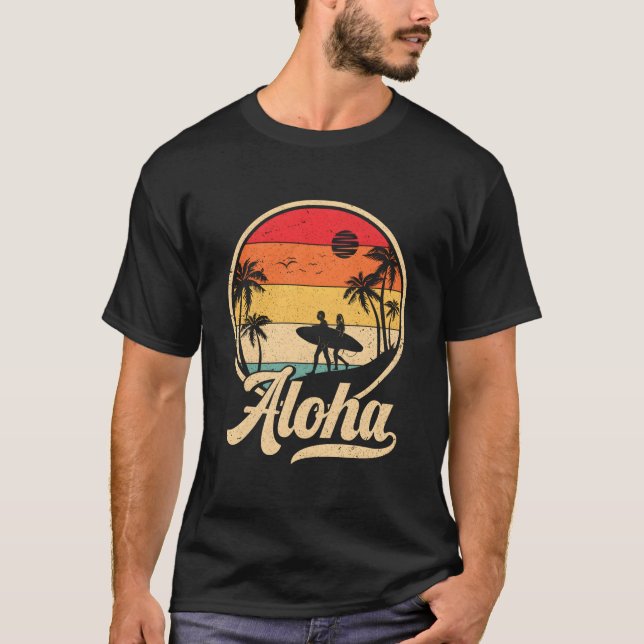 T-shirt Aloha Hawaiian Summer Hawaii Surf Palm Surfer (Devant)
