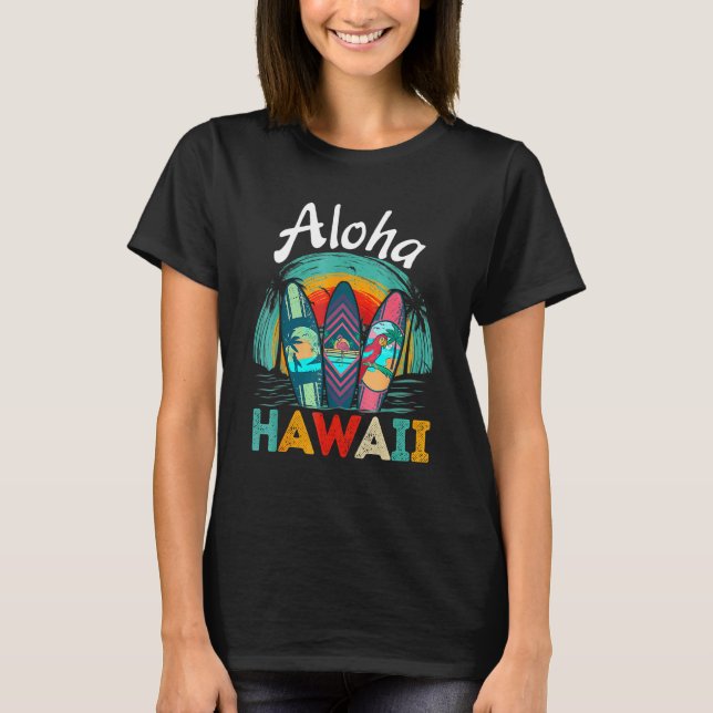 T-shirt Aloha Hawaiian Surfer Retro Summer Sunse (Devant)