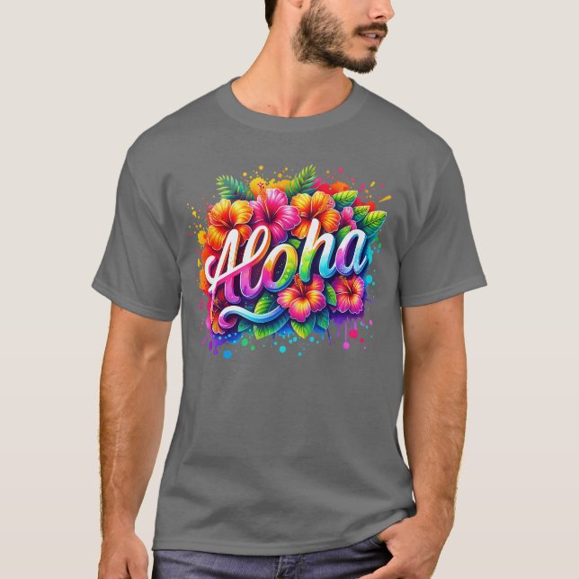 T-shirt Aloha Hello Summer Hawaii Beach Vacances d'été Fa (Devant)
