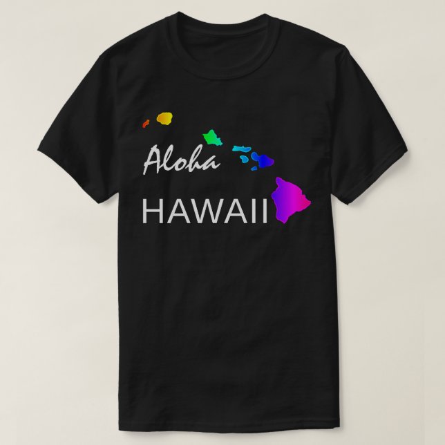 T-SHIRT ALOHA - ÎLES HAWAII NEON RAINBOW (Design devant)
