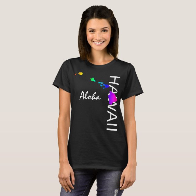 T-SHIRT ALOHA - ÎLES HAWAII NEON RAINBOW (Devant entier)